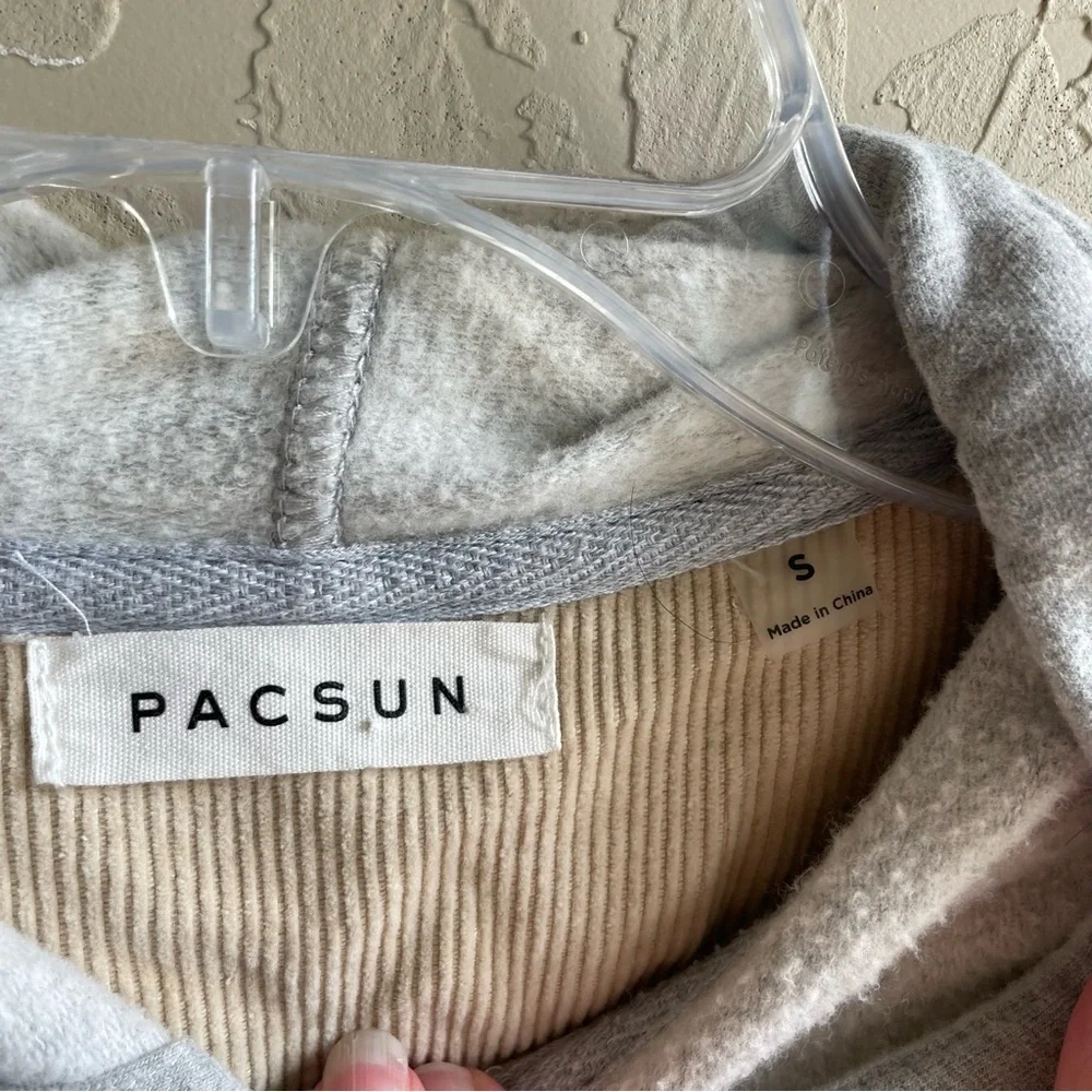 PacSun Tan Corduroy Hooded Shacket Shirt Jacket Beige Gray Hoodie Size Small